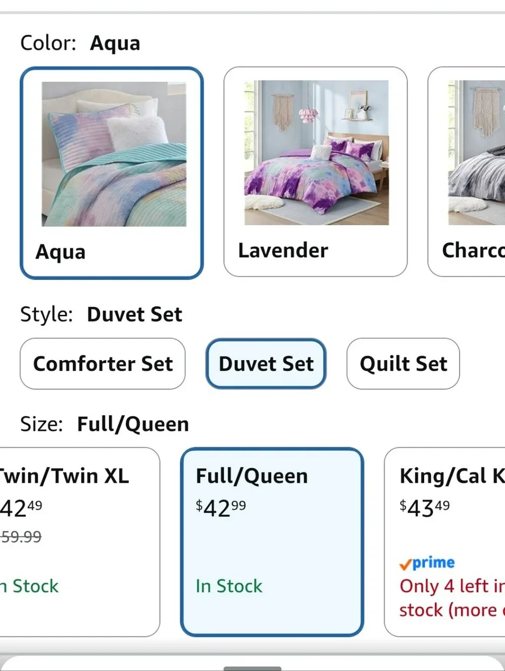 Girls Tie-Dye Duvet Cover Set - Pastel Pink, Blue & Purple - (Brand )